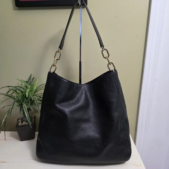 Tory BurchBritten Black Leather Hobo Bag